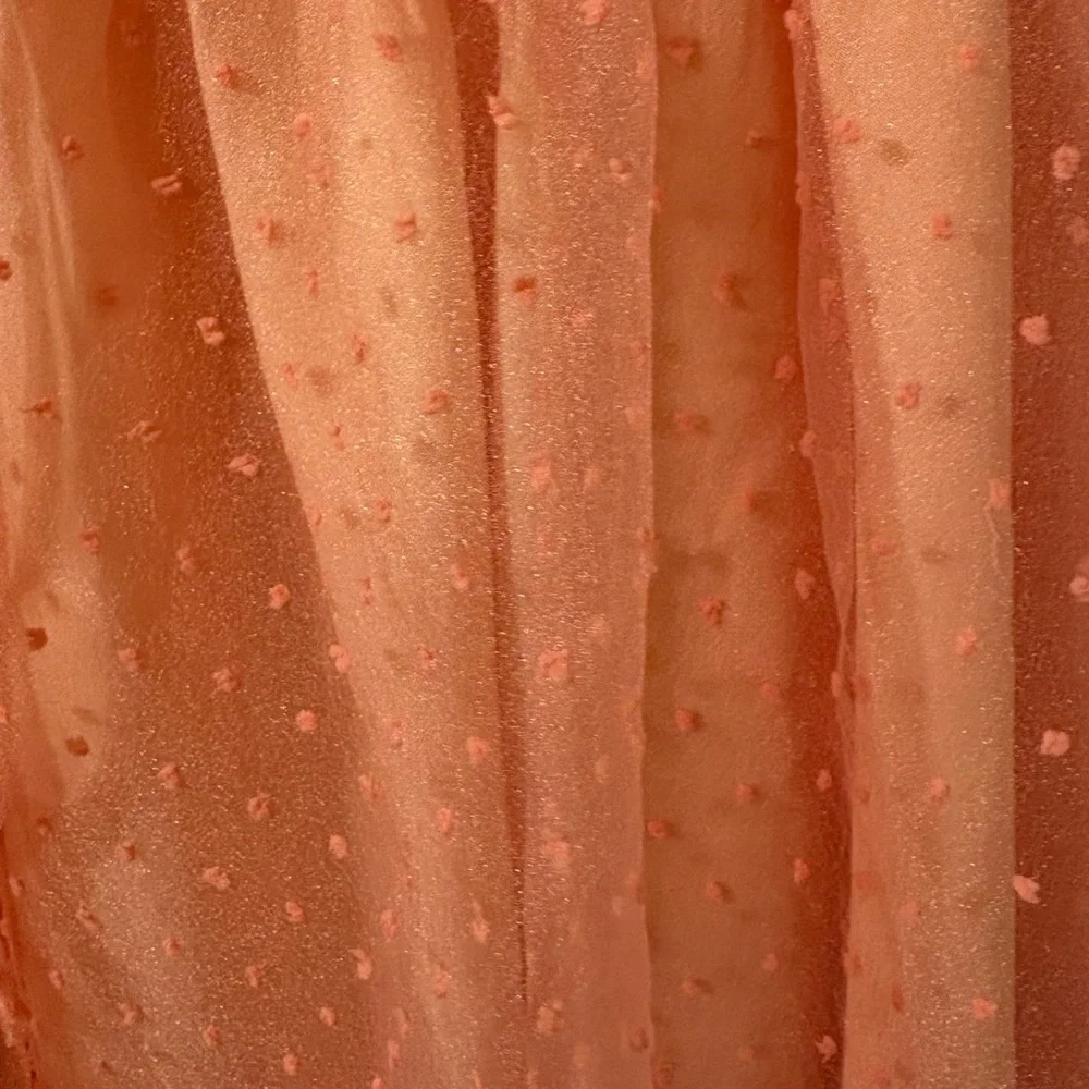 Light Pink Puffy Sleeve Polka Dot Midi Dress - Picture 4 of 6